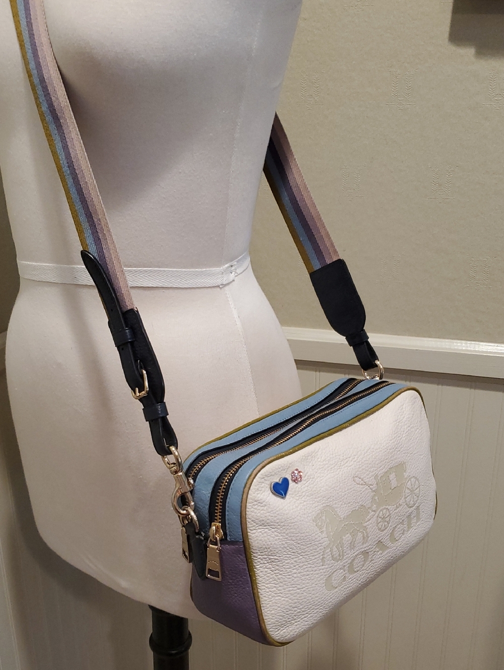 Coach Jes Colorblock Crossbody Pastel Rainbow Strap